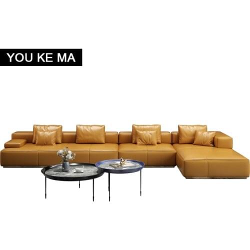 Italian-style light luxury leather living combination Nordic apartment type minimalist leather sofa modern minimalist furniture