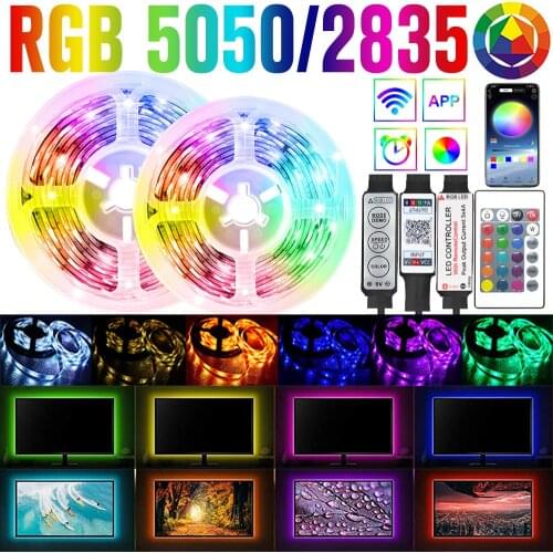 RGB 5050 2835 Bluetooth APP Control LED Lights Strip 5V USB 24 Key Flexible Decoration Room TV Background Lighting Luces String