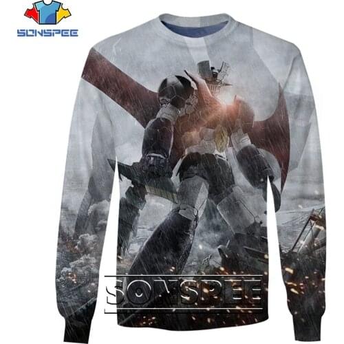 SONSPEE 3D Printed Sweatshirt Mazinger Z Goldorak Cartoon Animation Casual Fashion Loose Round Neck Men/women Trend Harajuku