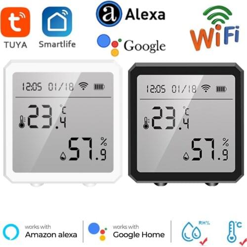 Tuya WIFI Temperature And Humidity Sensor Indoor Hygrometer Thermometer With LCD Display Support Alexa Google Assistant Home