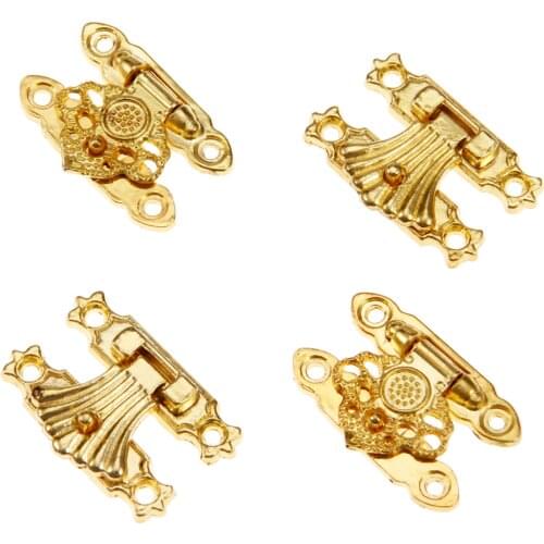 2 Pcs 37*24mm/35*25mm Jewelry Box Hasps Lock Catch Latches Clasps Padlock Flower Wooden Wine Gift Box Buckle Furniture Hardware