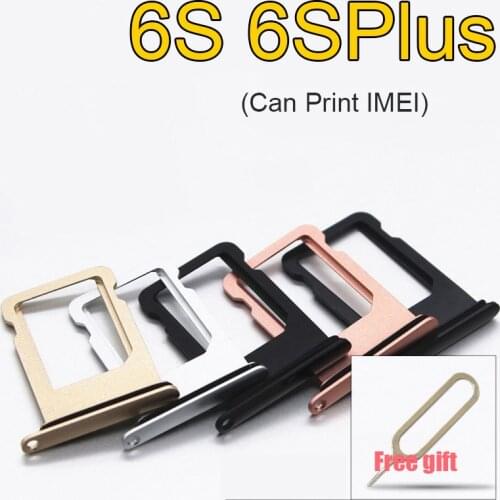 1 pc Metal Micro SIM Card Tray Holder Slot Replacement for iphone 6s 6s plus with Free Sim Card eject Pin Can print IMEI