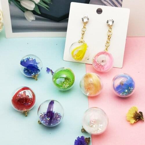 10pcs Kawaii Feather Drill Glass Ball Charms Pendants 25*29mm Ball Pendants Fit Earrings DIY Jewelry Accessories Handmade FX273
