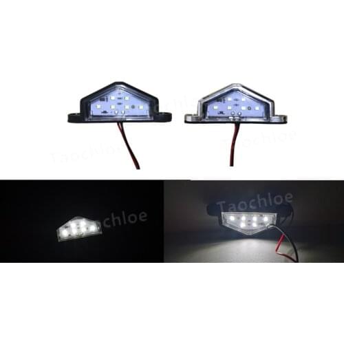 2pcs 10-30v 6led 12v 24v Truck Number plate Light CAR License plate Light Rear Tail Lamp Trailer Lorry Auto RV SUV white Lights