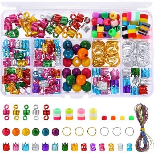 270pcs/lot send 90cm string Dreadlock Rings hair braid Hair beads cuffs clips braid spiral braid hair extension for accessories