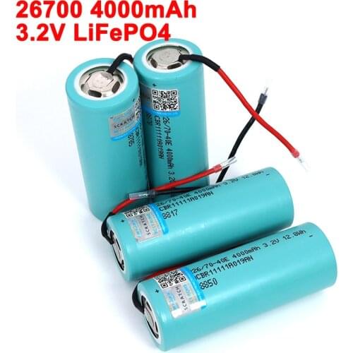3.2V LiFePO4 26700 4000mAh Battery For Electric car scooter Energy storage batteries DIY Silicone Wire for Electric Car scooter