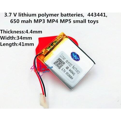 3.7V,650mAH,443441 Polymer lithium ion / Li-ion battery for MP3,MP4,SPEAKER,bluetooth,GPS,toy,smart watch