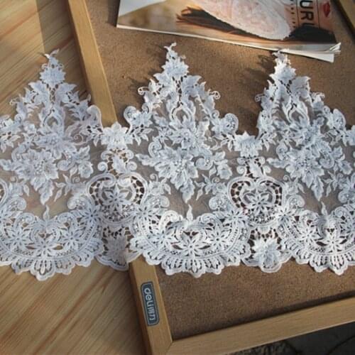 3Y/Lot Vintage Off White Mesh Embroidery Wedding Dress Lace Trim Luxyry Bridal Lace Sewing Fabric Clothing Accessories