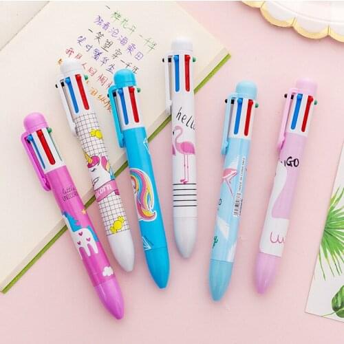 40pcs Kawaii animal horse bird Ballpoint Pen Multicolor 6 In 1 Cute Cartoon 6 Colorful Ballpoint Pen for Diary School Marker DIY