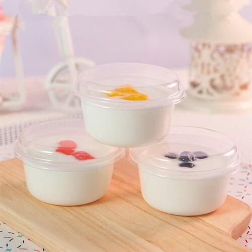 50pcs High quality disposable resistance to baking cup 125ml small round transparent baking pudding jelly plastic cup with lid