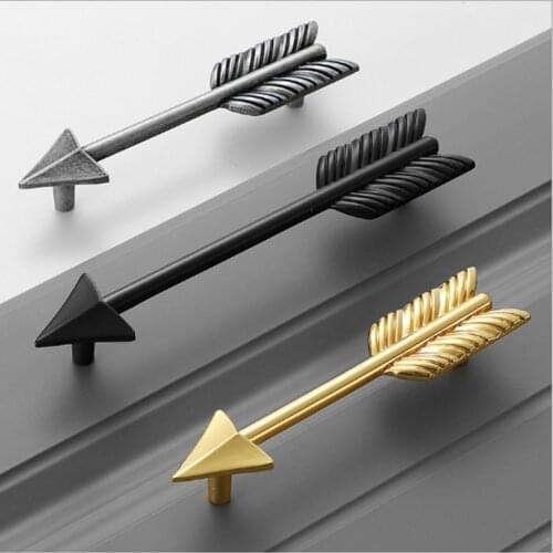 96mm128mm Arrow shape Furniture Kitchen Cabinet Wardrobe Drawer Pull Knob Door Handle Cabinet wardrobe Handle Gold silver black