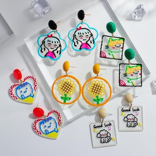 AENSOA Lovely Funny Plant Animal Transparent Acrylic Dangle Drop For Women 2021 Trendy Geometric Pendant Earring Jewelry Gifts