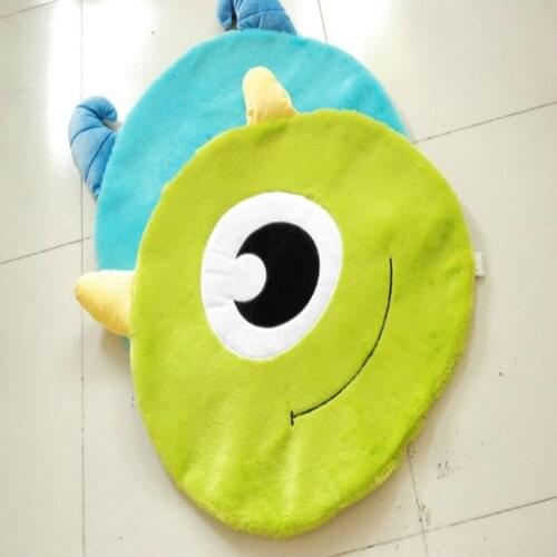 Free Shipping 69cmx64cm New Cute Cartoon Big Eye Blue Monster Plush Tapete Door Mat Rug Floor Children Bedroom Decoration Carpet