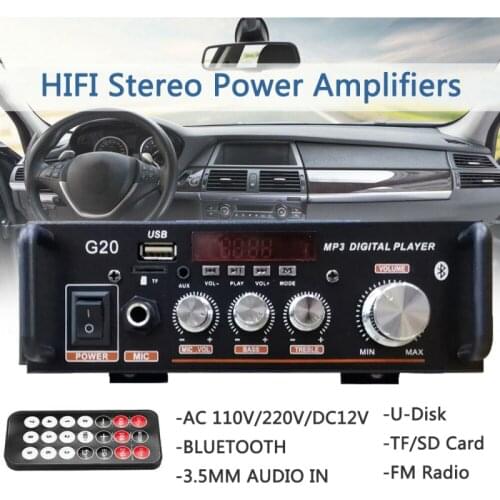 220V Wireless Bluetooth Digital Home Amplifier HiFi Subwoofer Home Theater Amplificador Car Radio Amplifier With Remote Control