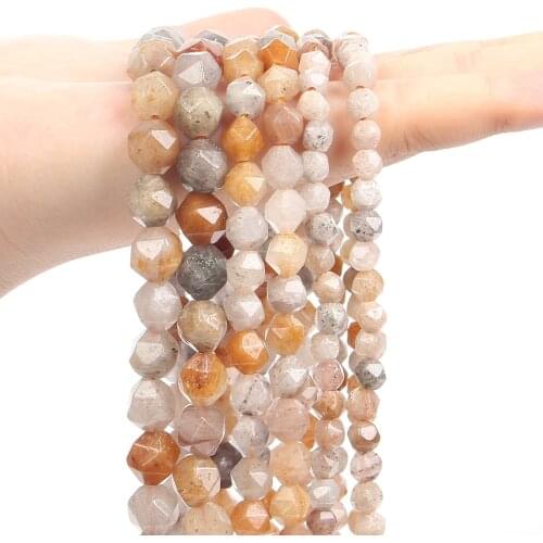 Natural Stone Beads Faceted Multicolor Yellow Jades Loose Spacer Beads For Jewelry Making DIY Bracelets Accessories 6/8/10/12MM