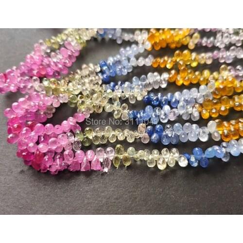 AAA loose beads multicolors sapphire faceted drop 4-5mm 40cm for DIY jewelry making FPPJ wholesale beads nature