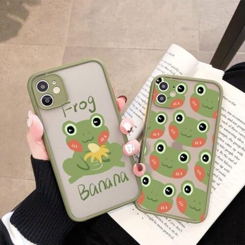 Mint green Funny The Frog cute cartoon Phone Case For iPhone 6S 7 6 8 Plus SE 2020 XR XS MAX X 11 12 pro MAX PC hard Case Couple