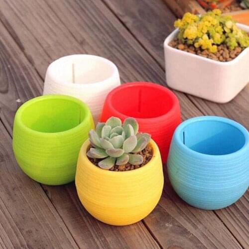 Eco-friendly Resin Flower Pots & Planters Home Office Desktop Decorations Flower/Green Plant Garden Supplies 5 Colors