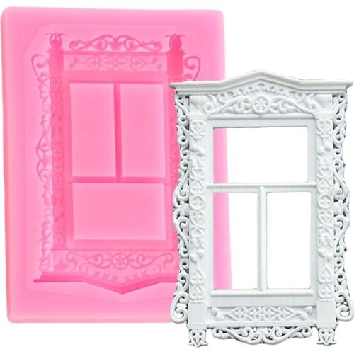 Window Cake Border Silicone Lace Molds Frame Cupcake Topper Fondant Cake Decorating Tools Candy Clay Chocolate Gumpaste Moulds