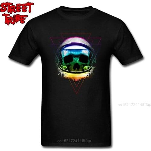 Pure Cotton Tshirt Men Hip Hop Skull T-shirt Short Sleeve Astronaut Neon Oddity T Shirt Casual Tops Tees Cool O Neck Top Quality