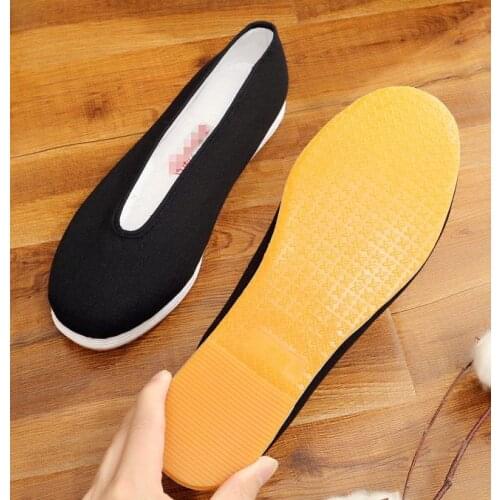 Black big size EU35~EU48 UNISEX handmade cotton kung fu Martial arts shoes shaolin monks shoes tai chi wushu sneakers