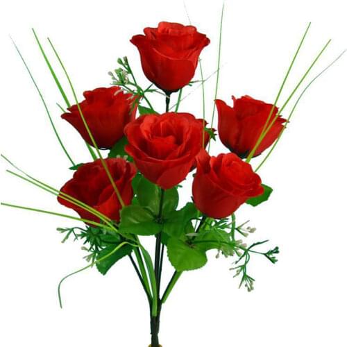 7 Head Imitation Silk Flower Artificial Rose Silk Flower Peacock Rose Flower for Garden Plant Desk Decor Hand Holding Flower