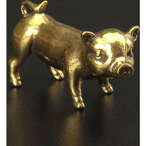 Chinese pure brass Zodiac pig small crafts statue
