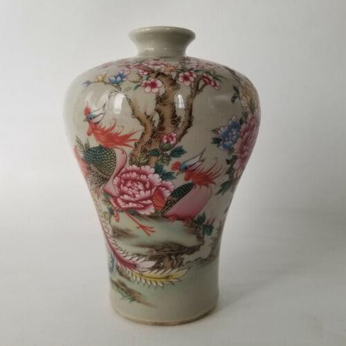 Chinese Old Porcelain Pastel Flowers And Birds Phoenix Vase Good Luck And Happiness Home Decoration Gift
