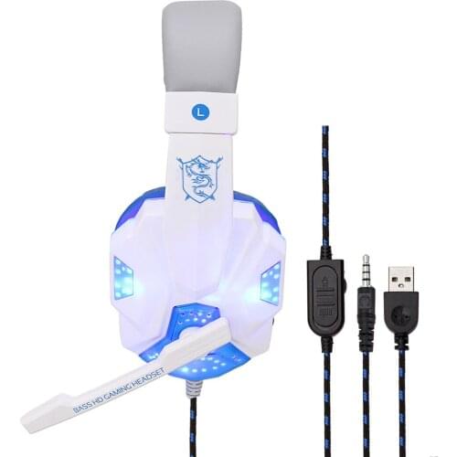 Cool LED Wired Gaming Headphones with Microphone Headset Gamer Headphone Headband Stereo Game Earphone for PC PS4 XBOX Phones