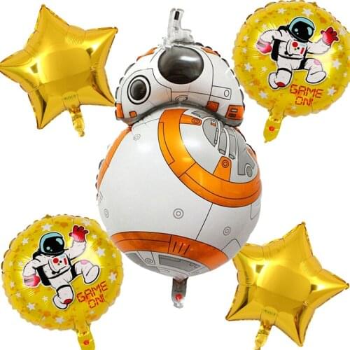 Space Robot Astronaut Balloons Cartoon Sci-Fi Theme Birthday Baby Shower Party Star Number Foil Ballon Decoration Kids Toy Globo