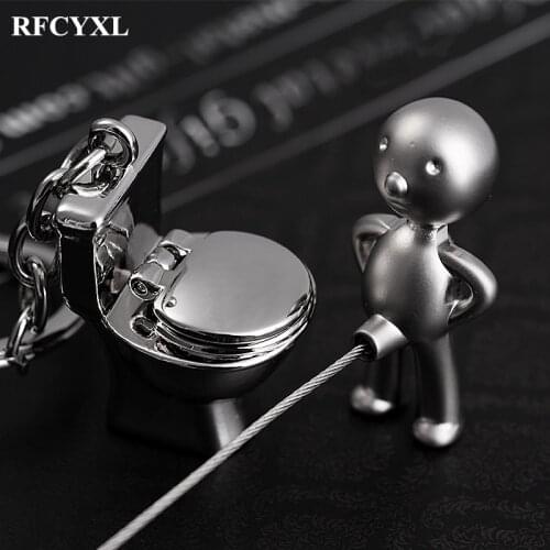 Creative Toilet And Boy Urinal Lovely Keyrings Cute Key Ring Keyfob Keychains Funny Gift Creative Toilet Lovely Keyrings