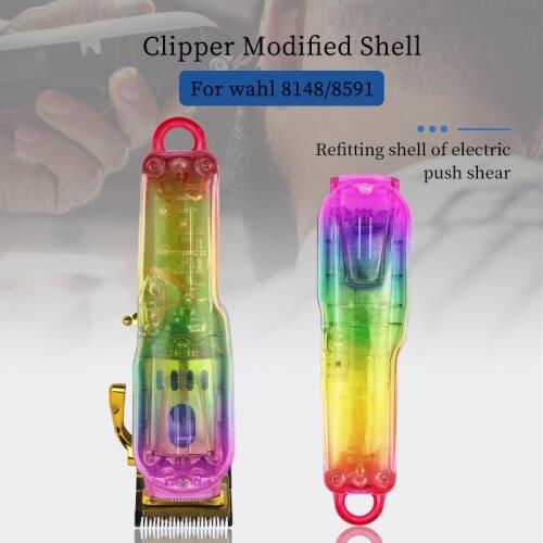 Rainbow color clippers upper and lower cover Gradient color hair trimmer modified shell, For wahl 8148/8591 Barber accessories