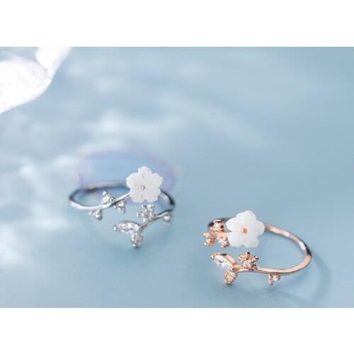 MloveAcc 925 Sterling Silver Flower Open Rings for Women Cubic Zircon Original 925 Silver Rings Brand Jewelry Gift