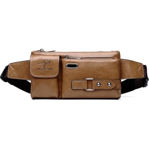Fashion Travel Shoulder Chest Pack for Male Brand PU Leather Mens Waist Bag 2021 Fanny Pack Men Belt Bags Cigarette Phone Pouch