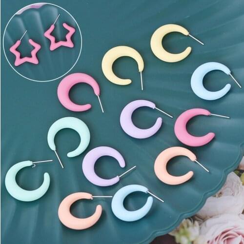 Fashion Women Earring Star Moon Candy Color Earring Lady Jewley Woman Accessories