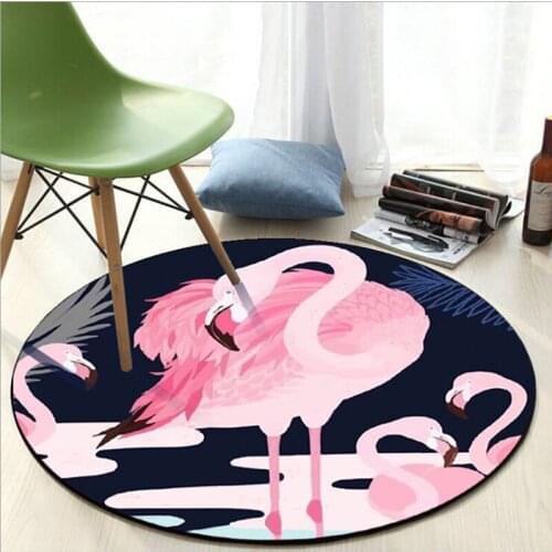 Fashion Flower Plants Flamingo Beautiful Printing Non-slip Round Rug Floor Mat Bedroom Living Room Home Decoration