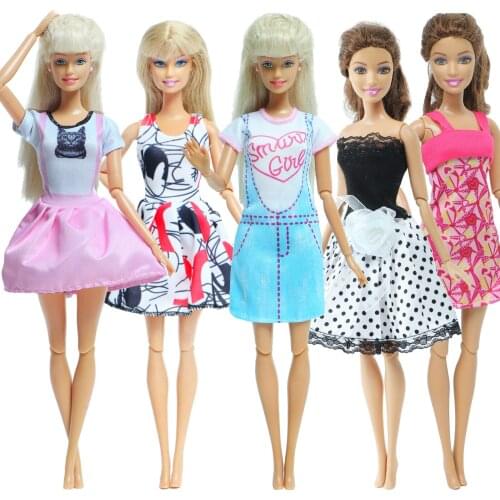 5 Set Handmade Doll Outfit Daily Casual Wear Blouse Shirt Vest Bottom Pants Skirt Clothes for Barbie Doll Accessories Kids Toy