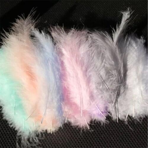 Natural 100PCS/Bag Turkey Feathers 4-6inch Macaron Marabou Plumes DIY jewelry decorative accessories Decoration plume Crafts