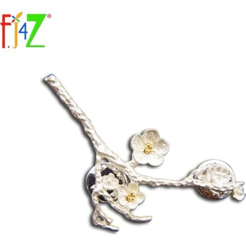 Newest Fashion Designer Elegant Silver Plum blossom Flower Branches Brooches Pins Accessories For Women alfileres broches