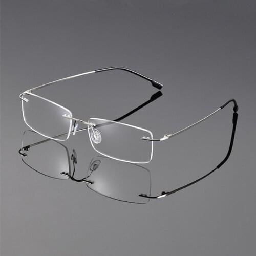 Fashion Titanium prescription glasses men Rimless myopia glasses women Nearsighted Glasses finished eyeglasses -0.50 -6.00