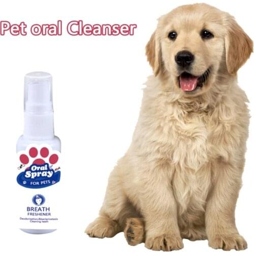 New Pet Dog Breath Freshener Spray Dog Teeth Cleaner Dog Cat Oral Healthy Dental Care Cleaning Cat Dog Stain Odor Removers TSLM2