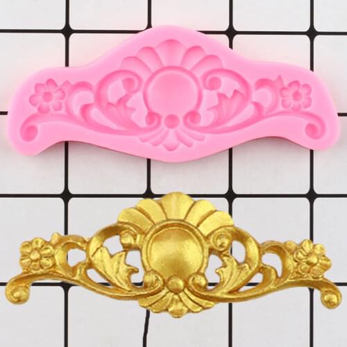 Baroque Relief Cake Border Silicone Molds Flower Cupcake Topper Fondant Cake Decorating Tools Candy Chocolate Gumpaste Moulds