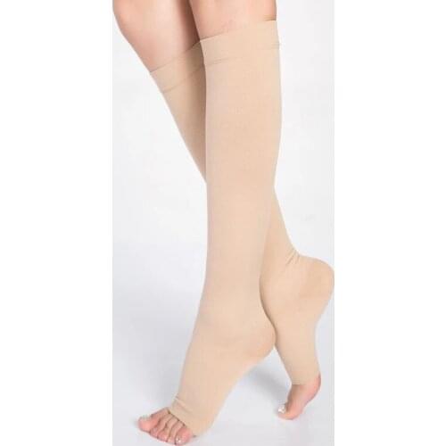 S-XL Elastic Open Toe Knee High Stockings Calf Compression Stockings Varicose Veins Treat Shaping Graduated Pressure Stockings