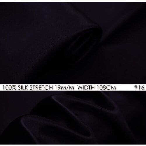 SILK STRETCH SATIN 108cm width 19momme/Pure Mulberry Silk Tissus For Wedding Dresses Sewing Factory Wholesale Deep Purple NO16