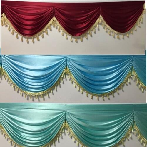 3m 6m Long Tassel Ice Silk Swag Drape Valance For Backdrop Curtain Wedding Stage Background Event Party Decoration