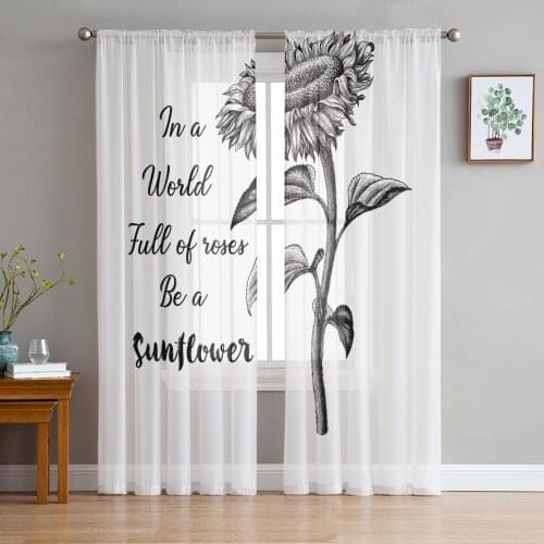 In A World Full Of Roses Be A Sunflower Sheer Curtains for Living Room Modern Voile Curtain Bedroom Tulle Curtains Window Drapes