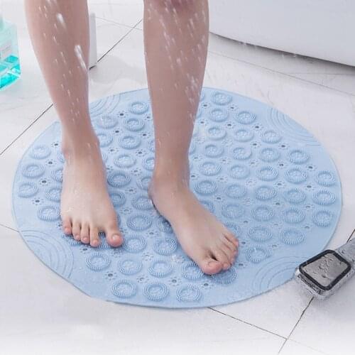 Blue Non-Slip Round Bathroom Mat Safety Shower Bath Mat Plastic Massage Pad Bathroom Carpet Floor Drainage Suction Cup Bath Mat