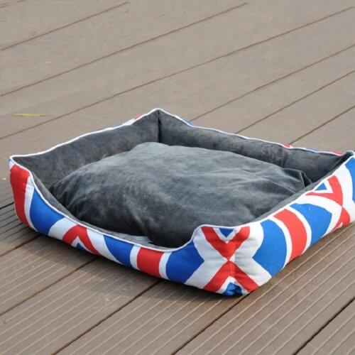 British Style Canvas Washable Pet Kennel House Warm Soft Small Medium Dogs Bed With Mat Cat Husky Satsuma Teddy Nest Sofa