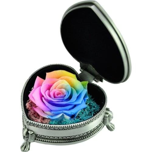 Preserved Fresh Rose Beauty and The Beast Eternal Flower Dired Jewelry Box Ring Container Wedding Valentine Gifts Dropshipping