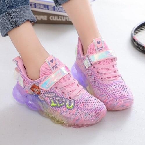2021 Disney Elsa luminous sneakers children flashing shoes for tenis infantil Led glowing sports girls light up shoes